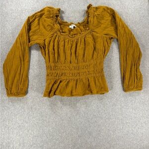 Madewell Yellow Puff Sleeve‎ Smocked Blouse